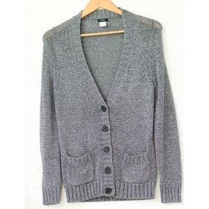 J. Crew metallic silver knit cardigan. Size M.